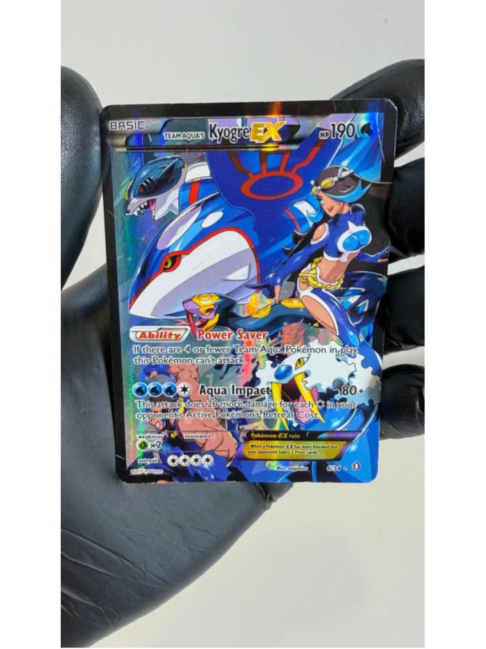 Team Aqua's Kyogre EX Full Art 6/34 Double Crisis Ultra Rare Pokemon Card LP/MP